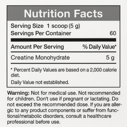 Creatine Max Power Nutrition Facts