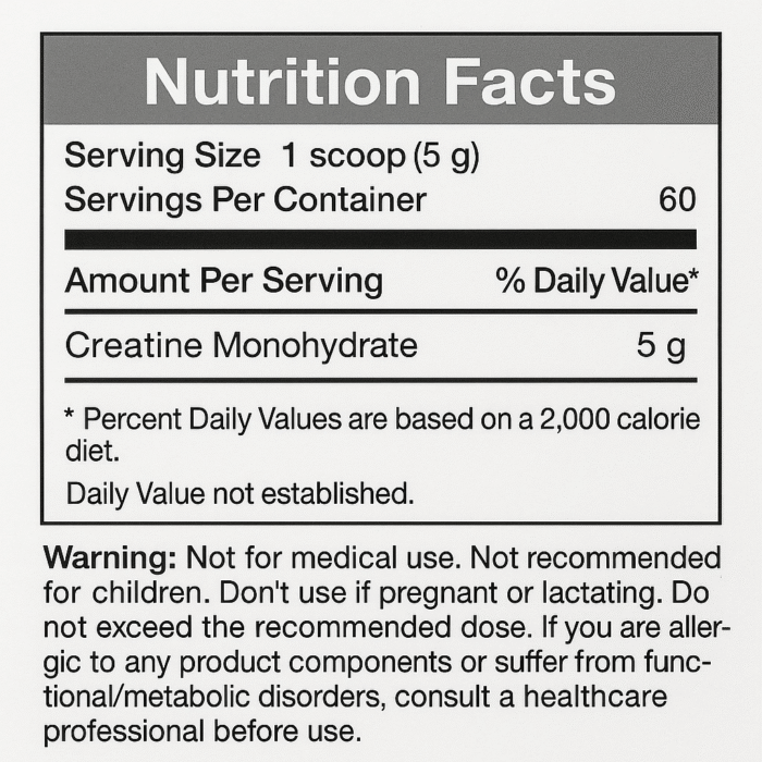 Creatine Max Power Nutrition Facts