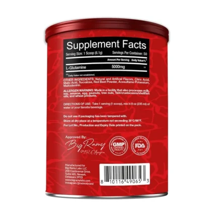 RED REX GLUTAMINE 5000MG UNFLAVORED مكونات
