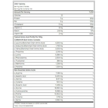 Carnivor Beef Aminos – 300 Tablets Fact