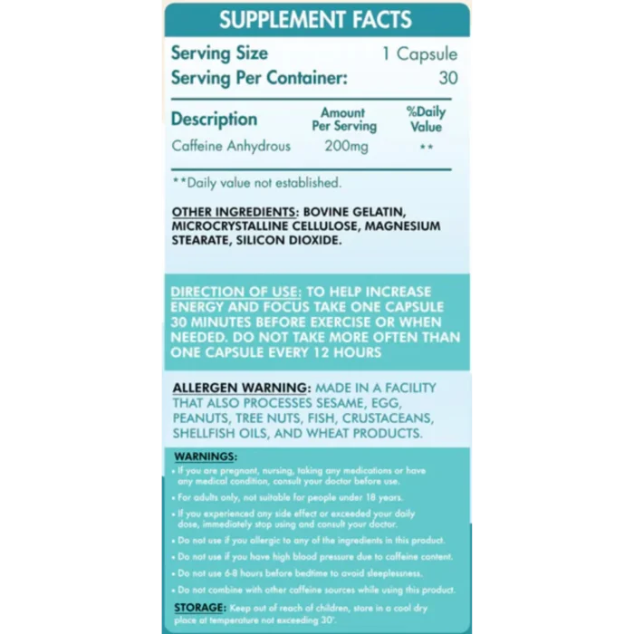 Organic Nation. caffeine pills Fact