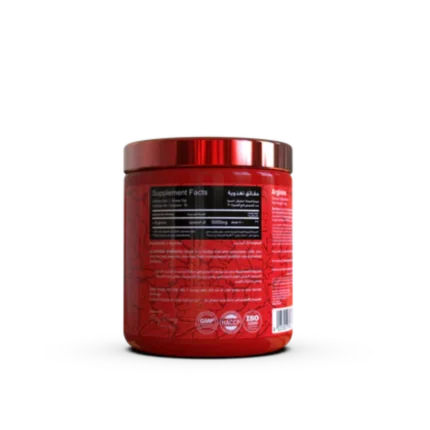 Red Rex Arginine يحتوي على 5000 ملجم من L-Arginine النقي، مناسب قبل التمرين لتعزيز الأداء العضلي.