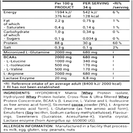 Superior-14-Hydro-Whey-2.27Kg-66-Servings-Nutrition-Facts